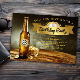 男性のビール好きな年齢の誕生日パーティー 招待状