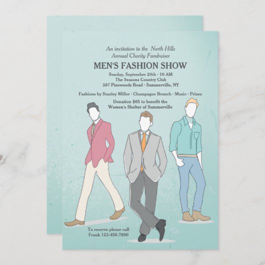 男性のファッションモデルの招待状 招待状 (正面/裏面)
