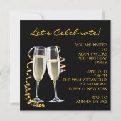 男性のブラックとゴールドの誕生日パーティー 招待状 (裏面)