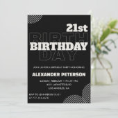 男性のブラックパーティー用21歳の誕生日招待状 招待状 (スタンド正面)