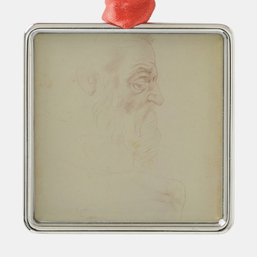 男性のヘッドおよび2本の足のスケッチ メタルオーナメント (正面)