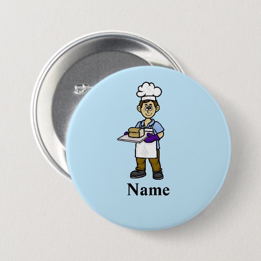 男性のベーカー名ボタン 缶バッジ (正面&裏面)