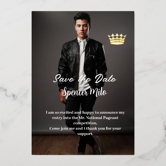 男性のページアナル発表 箔招待状 (正面)