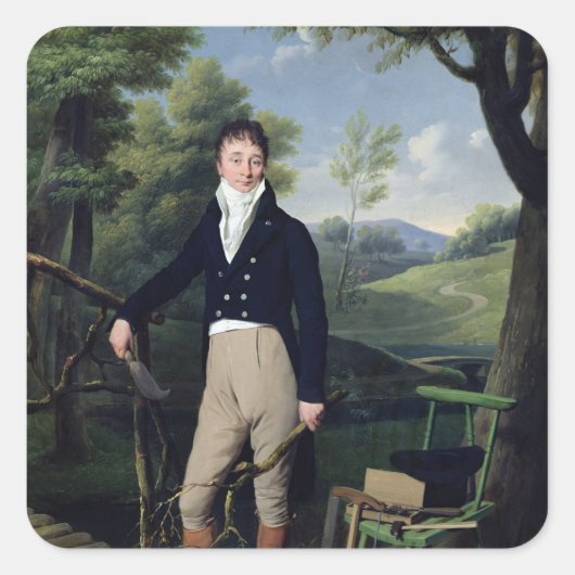 男性のポートレート3 スクエアシール (正面)