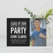 男性のモダン大学|卒業パーティー 招待状 (スタンド正面)