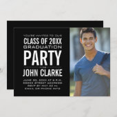 男性のモダン大学|卒業パーティー 招待状 (正面/裏面)