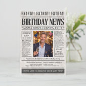 男性のユークリント新聞写真 50歳の誕生日 招待状 (スタンド正面)