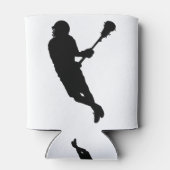 男性のラクロスプレーヤーシルエット 缶クーラー (裏面)