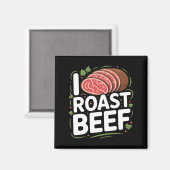 男性のローストビーフ BBQ 肉好き 屠殺人 料理人 ユーモア マグネット (正面/裏面)