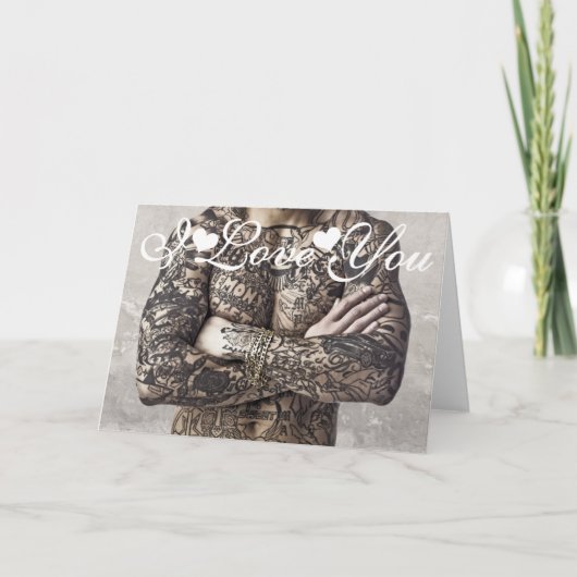 男性の体のタトゥーの写真　愛してる カード (正面)