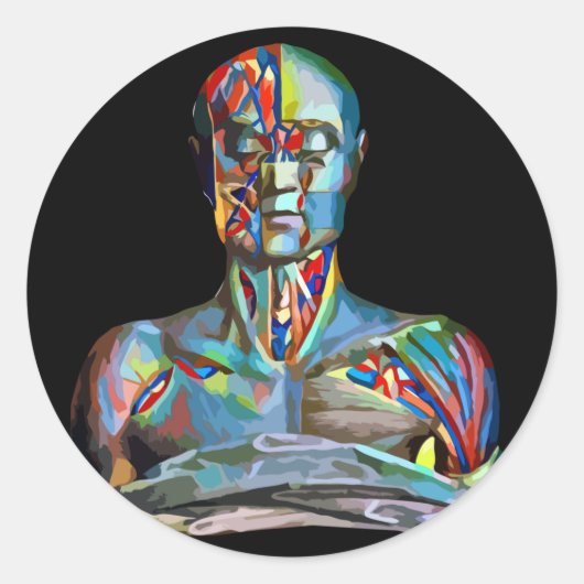男性の体部分の人間の解剖学的抽象芸術アート ラウンドシール (正面)