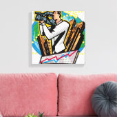 男性の側面ビュー射撃、 発砲 キャンバスプリント (インサイチュ (リビング))