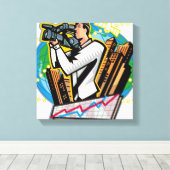 男性の側面ビュー射撃、 発砲 キャンバスプリント (インサイチュ (ウッドフロア))