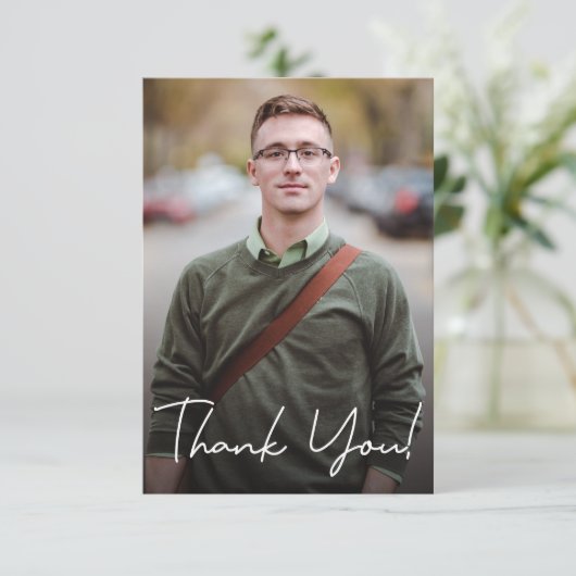 男性の卒業式カスタムの写真とメッセージ サンキューカード (スタンド正面)