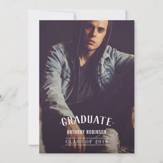 男性の卒業発表写真 案内状 (正面)
