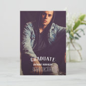 男性の卒業発表写真 案内状 (スタンド正面)