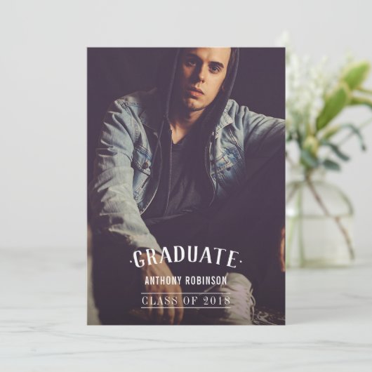 男性の卒業発表写真 案内状 (スタンド正面)