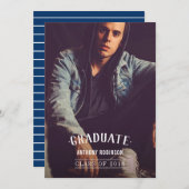 男性の卒業発表写真 案内状 (正面/裏面)