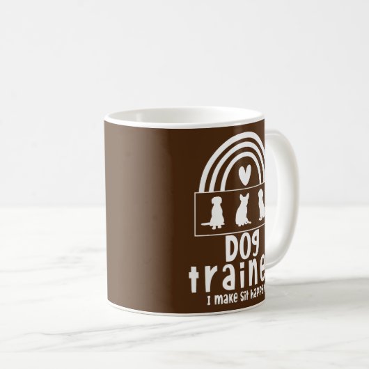 男性の女カッコいい性の犬のトレーナー私は座っている犬を起こす コーヒーマグカップ (正面右)