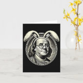 男性の女性ヴィンテージイースターバニーコスチュームBenjamin Fr カード (黄色い花)