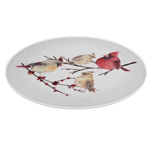 男性の女性(鳥)ショウジョウコウカンチョウファミリー自然赤い鳥 カッティングボード (角)