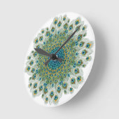 男性の孔雀のカラフルの曼荼羅 ラウンド壁時計 (傾斜)