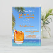 男性の定年退職 夏のオーシャンカクテルパーティー 招待状 (スタンド正面)
