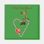 男性の小妖精や小人のキャンディ・ケーンのハートのクリスマスの休日の磁石 マグネット (正面)