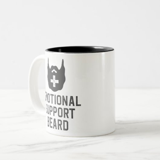 男性の感情的な支おもしろい援ひげジョークのギフト ツートーンマグカップ (正面左)