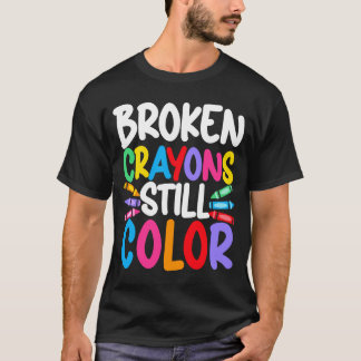 男性の折れたクレヨンにも色がある メンタルヘルス Tシャツ