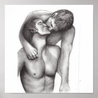 男性の抱擁キャンバスの印刷 ポスター