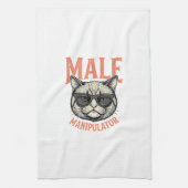 男性の操り人形師、面白い猫のサングラス、ヴィンテージTシャツ キッチンタオル (縦)