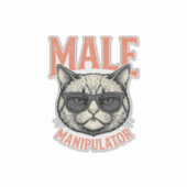 男性の操縦士、面白い猫のサングラス、ヴィンテージTシャツ シール (正面)