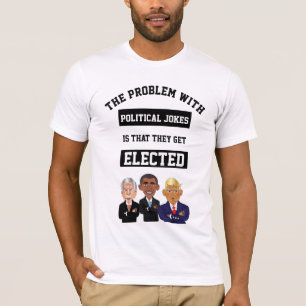 男性の政治的ジョークが切り札を選付ける Tシャツ