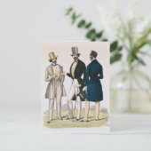 男性の服を描いたファッションプレート ポストカード (スタンド正面)