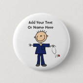 男性の棒の姿のナースの援助のTシャツおよびギフト 缶バッジ (正面)