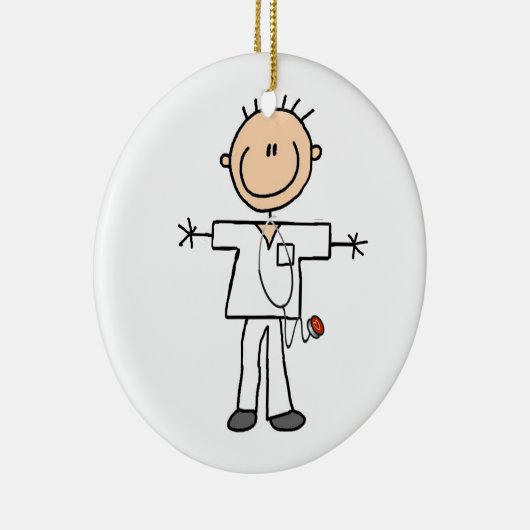 男性の棒の姿のナースのTシャツおよびギフト セラミックオーナメント (右)