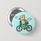 男性の棒人間自転車乗りTシャツとギフト 缶バッジ (正面&裏面)