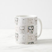 男性の水彩線スケッチ コーヒーマグカップ (正面右)