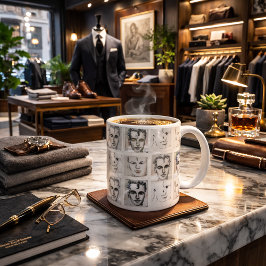 男性の水彩線スケッチ コーヒーマグカップ