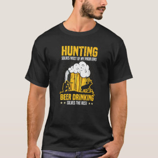 男性の狩猟は私の問題のほとんどを解決する シカ狩り Tシャツ
