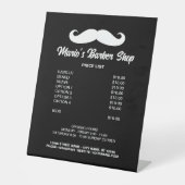 男性の理容師ショップ髪のサロン価格一覧メニュー 台座サイン (正面)