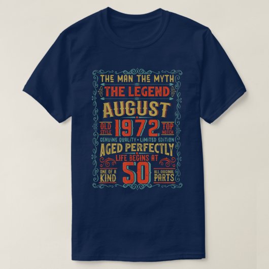 男性の神話の伝説50誕生日年 Tシャツ (デザイン正面)