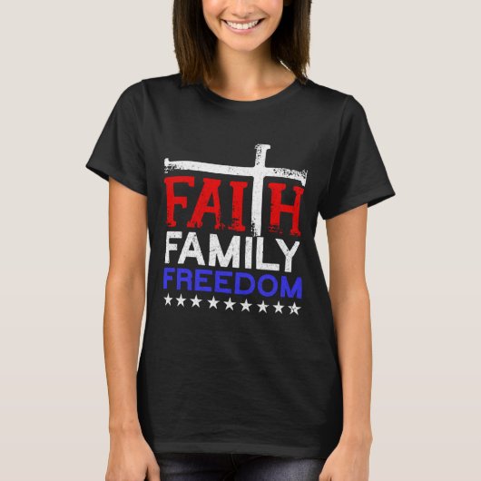 男性の神・国・家族 アメリカ退役軍人の日 Tシャツ (正面)