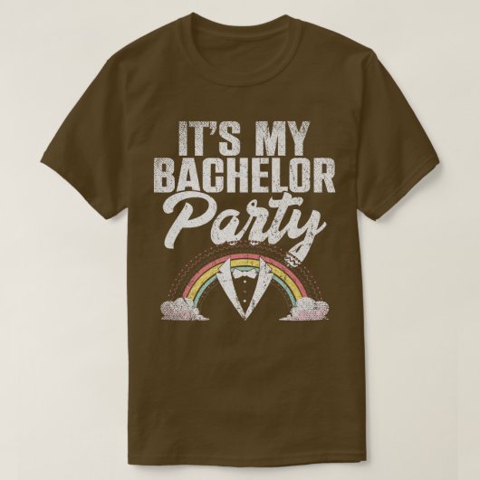 男性の私の独身パーティーレインボー花婿面白いバカ Tシャツ (デザイン正面)