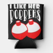 男性の私は彼女のボバーTシャツの魚釣りのCouが好おもしろいき 缶クーラー (正面)