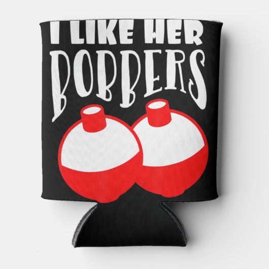 男性の私は彼女のボバーTシャツの魚釣りのCouが好おもしろいき 缶クーラー (正面)