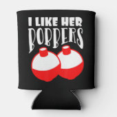 男性の私は彼女のボバーTシャツの魚釣りのCouが好おもしろいき 缶クーラー (裏面)