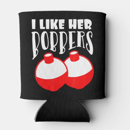 男性の私は彼女のボバーTシャツの魚釣りのCouが好おもしろいき 缶クーラー (裏面)