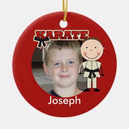 男性の空手の写真のオーナメント セラミックオーナメント (正面)